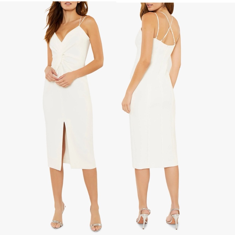 Cinq à Sept Melby Twist Front Midi Dress in Ivory 8 NWT $425